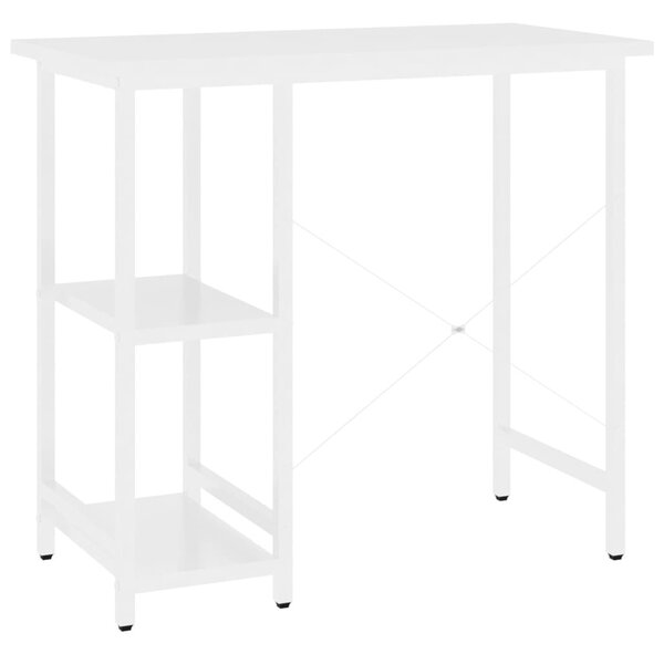 Fehér MDF és fém számítógépasztal 80 x 40 x 72 cm