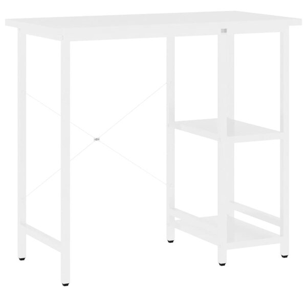 Fehér MDF és fém számítógépasztal 80 x 40 x 72 cm