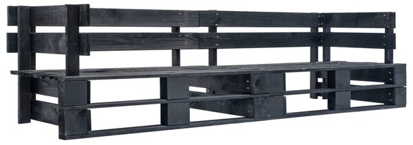 2 személyes fekete fa kerti raklapkanapé