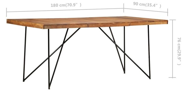 Tömör akácfa étkezőasztal 180 x 90 x 76 cm