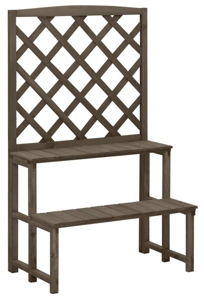 Szürke tömör fenyőfa rácsos virágtartó állvány 70 x 42 x 115 cm