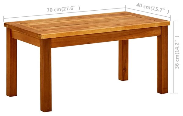 Tömör akácfa kerti dohányzóasztal 70 x 40 x 36 cm