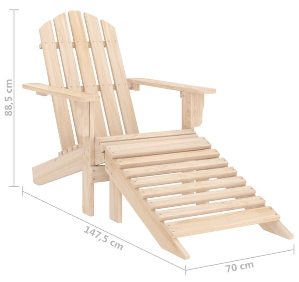 Tömör fenyőfa kerti Adirondack szék zsámollyal