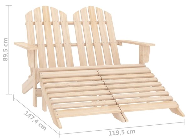 Kétszemélyes fenyőfa kerti adirondack szék és zsámoly