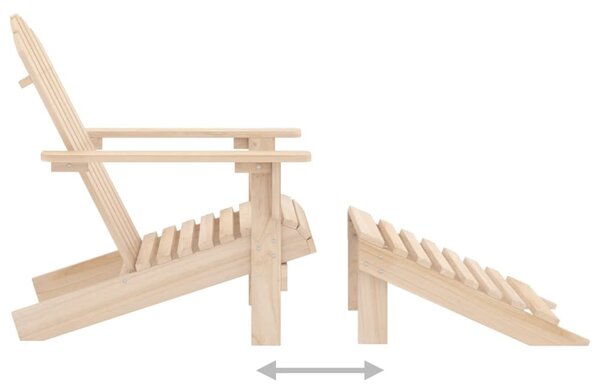 Tömör fenyőfa kerti Adirondack szék zsámollyal