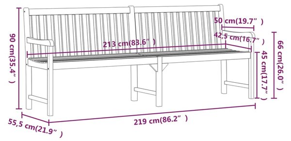 VidaXL tömör akácfa kerti pad 219 cm