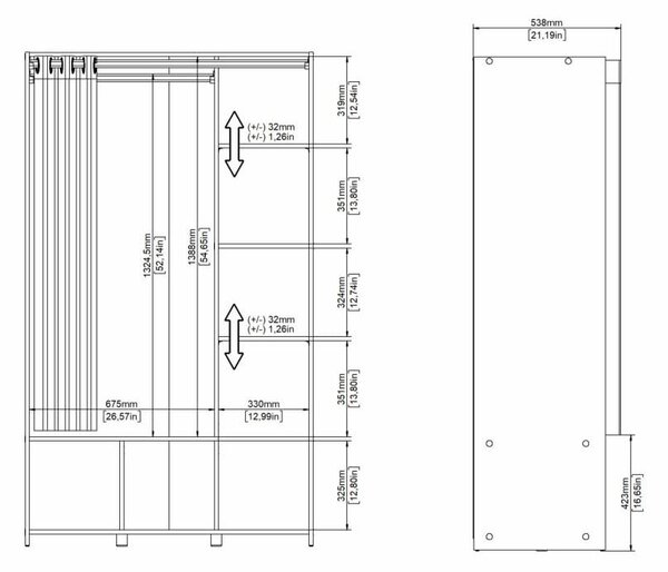 Fehér-szürke ruhásszekrény 105x180 cm Kit – Tvilum
