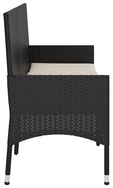 VidaXL fekete 3 személyes polyrattan kerti pad párnával