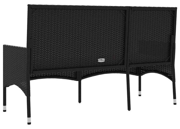 VidaXL fekete 3 személyes polyrattan kerti pad párnával