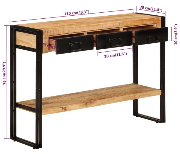 Tömör mangófa tálalóasztal 110 x 30 x 76 cm