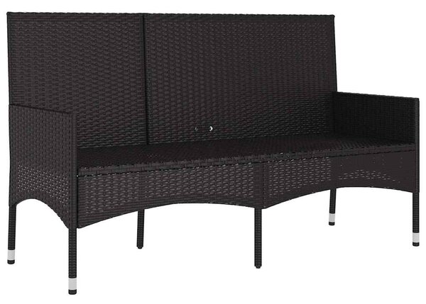VidaXL fekete 3 személyes polyrattan kerti pad párnával