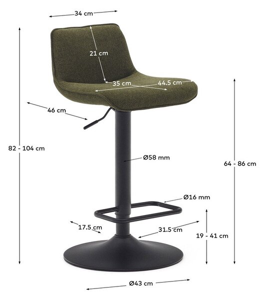 Sötétzöld bárszék szett 2 db-os 103 cm Zenda – Kave Home