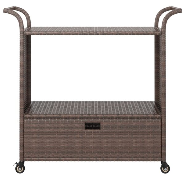 Barna polyrattan bárkocsi fiókkal 100 x 45 x 97 cm