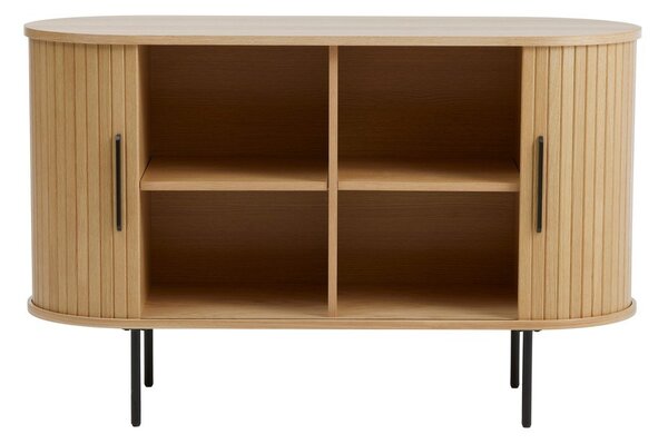 Natúr színű komód tolóajtóval, tölgyfa dekorral 120x76x45 cm Nola – Unique Furniture