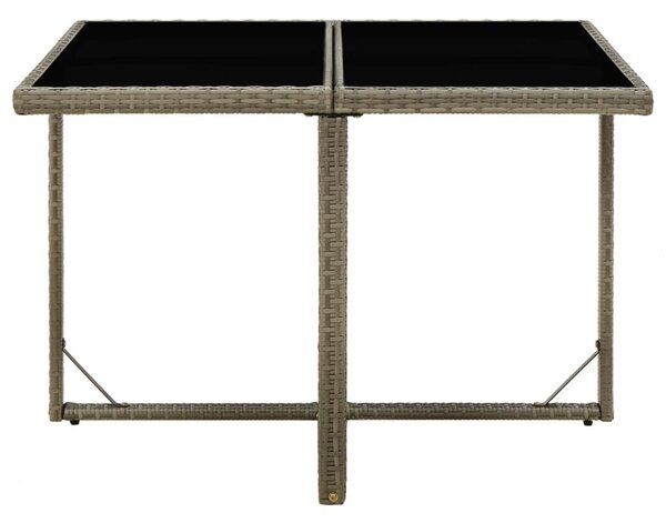 Szürke polyrattan és üveg kerti asztal 109 x 107 x 74 cm