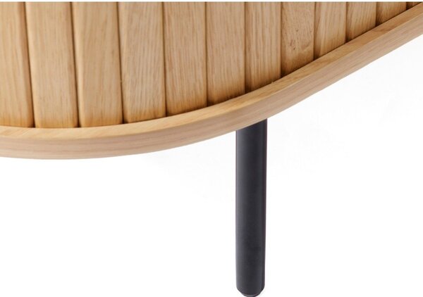 Natúr színű komód tolóajtóval, tölgyfa dekorral 120x76x45 cm Nola – Unique Furniture