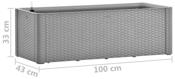 Szürke kerti magaságyás öntözőrendszerrel 100 x 43 x 33 cm