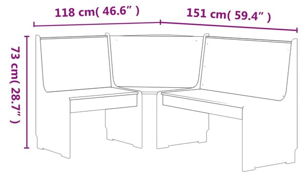 REINE mézbarna tömör fenyőfa sarokpad 151 cm