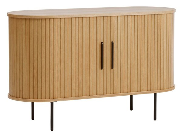 Natúr színű komód tolóajtóval, tölgyfa dekorral 120x76x45 cm Nola – Unique Furniture