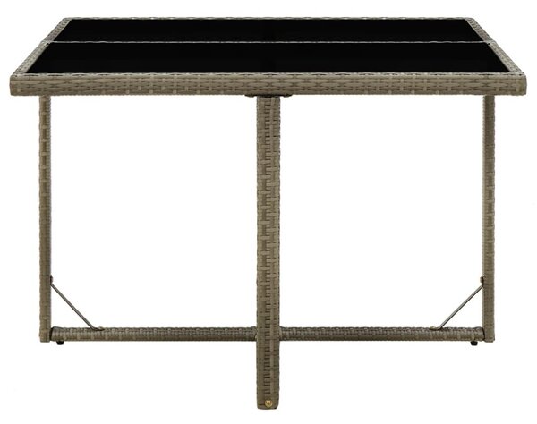 Szürke polyrattan és üveg kerti asztal 109 x 107 x 74 cm