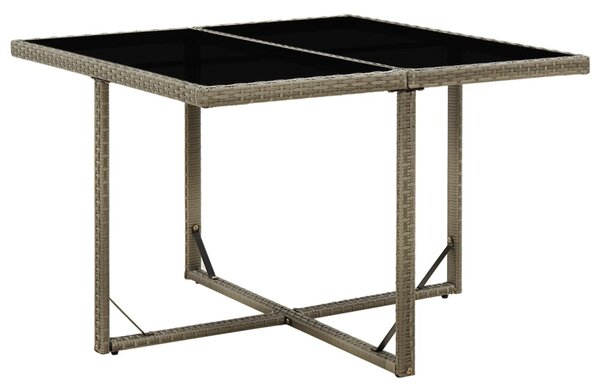 Szürke polyrattan és üveg kerti asztal 109 x 107 x 74 cm