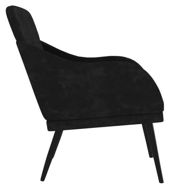 Fekete bársonyfotel 63 x 76 x 80 cm