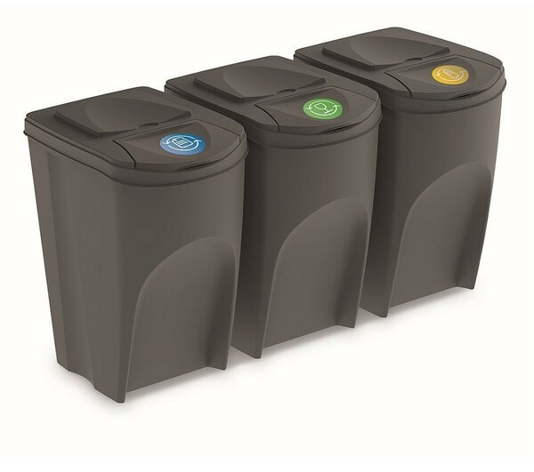 Sortibox szelektált hulladékgyűjtő 35 L , 3 db, szürke