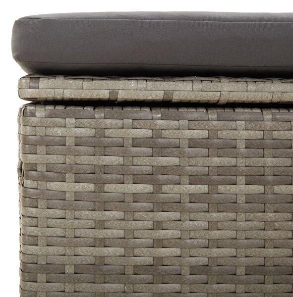 Szürke polyrattan kerti lábtartó párnával 55 x 55 x 30 cm