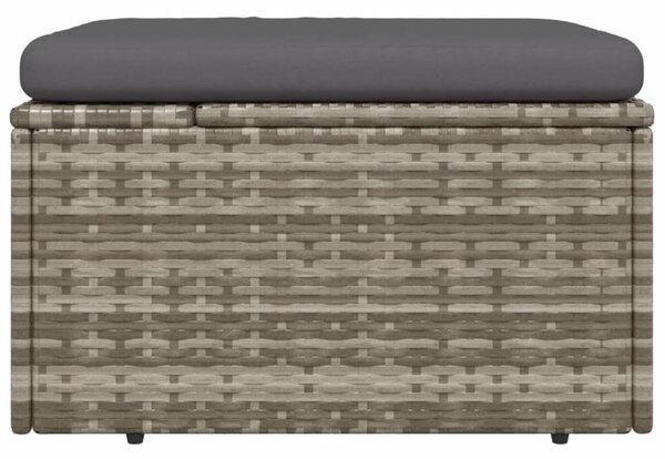 Szürke polyrattan kerti lábtartó párnával 55 x 55 x 30 cm