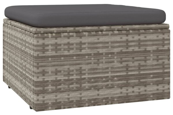 Szürke polyrattan kerti lábtartó párnával 55 x 55 x 30 cm