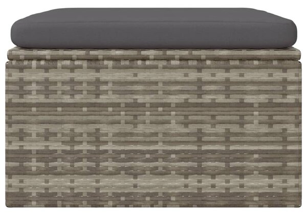 Szürke polyrattan kerti lábtartó párnával 55 x 55 x 30 cm