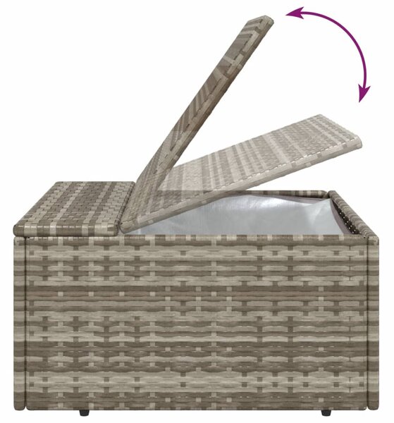 Szürke polyrattan kerti lábtartó párnával 55 x 55 x 30 cm