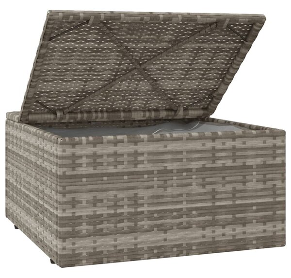 Szürke polyrattan kerti lábtartó párnával 55 x 55 x 30 cm