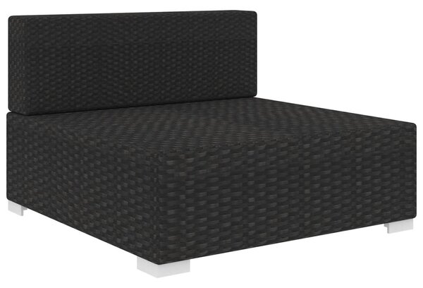VidaXL fekete moduláris polyrattan középső kanapé párnákkal
