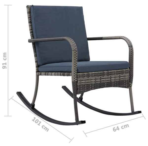 Antracitszürke polyrattan kerti hintaszék