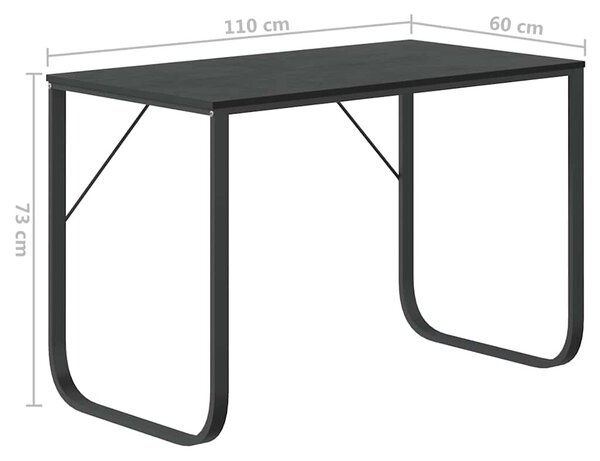 Fekete forgácslap számítógépasztal 110 x 60 x 73 cm