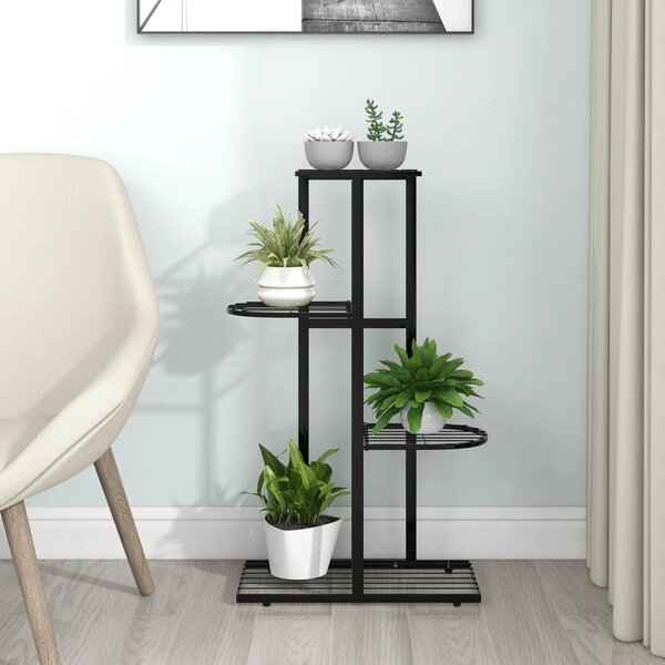 VidaXL fekete 4 szintes acél virágtartó állvány 43 x 22 x 76 cm