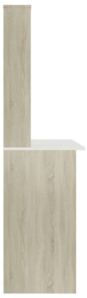 Fehér-Sonoma színű forgácslap íróasztal polcokkal 110 x 45 x 157 cm
