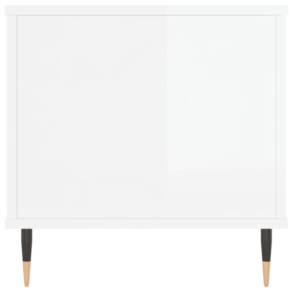 Magasfényű fehér szerelt fa dohányzóasztal 90x44,5x45 cm
