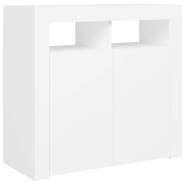 LED-es Tálalószekrény - Fehér - 80x35x75 cm