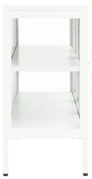 Fehér acél és üveg tálalószekrény 105 x 35 x 70 cm