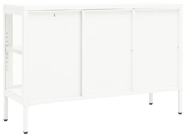 Fehér acél és üveg tálalószekrény 105 x 35 x 70 cm
