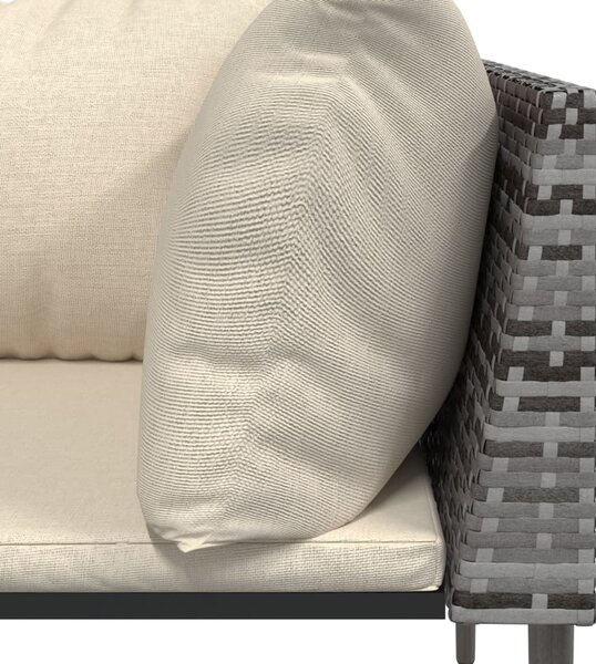 VidaXL 2 db szürke polyrattan kerti sarokkanapé párnával