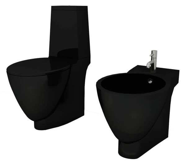 Fekete kerámia WC és bidé szett