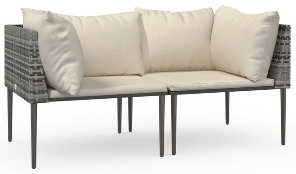 VidaXL 2 db szürke polyrattan kerti sarokkanapé párnával