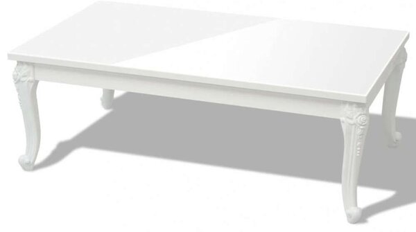 Elegáns Dohányzóasztal - Magasfényű Fehér - 115x65x42 cm