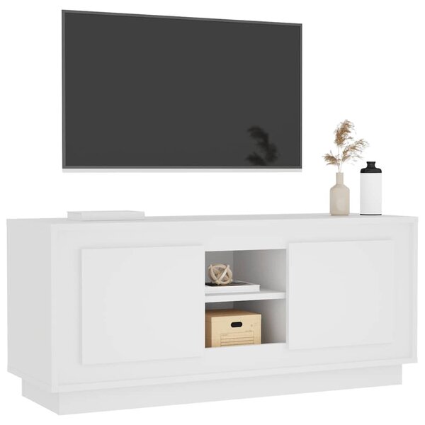 Fehér szerelt fa TV-szekrény 102 x 35 x 45 cm
