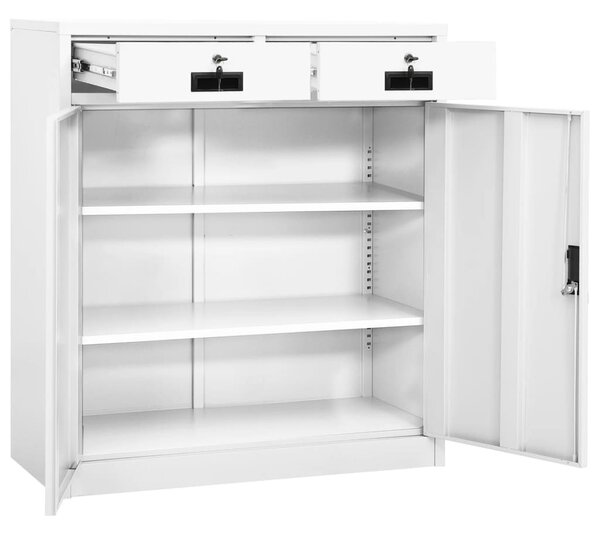 Fehér acél irodai szekrény 90 x 40 x 102 cm