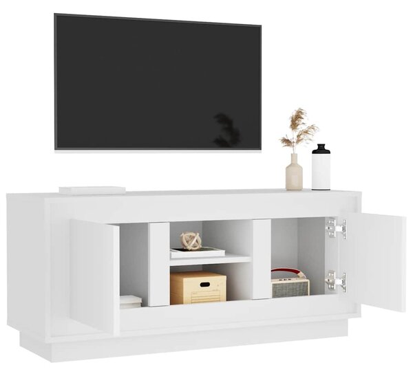 Fehér szerelt fa TV-szekrény 102 x 35 x 45 cm