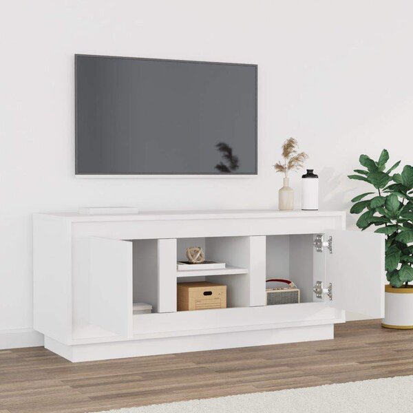 Fehér szerelt fa TV-szekrény 102 x 35 x 45 cm